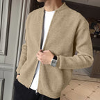 Knit Cardigan Ribbed Grey Zip-Front Men's – Casual, Office, Holiday, Gift · Werune