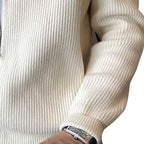 Knit Cardigan Ribbed Grey Zip-Front Men's – Casual, Office, Holiday, Gift · Werune