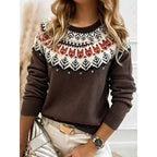 Knit Jumper Fair Isle Pattern Women's Long Sleeve Pullover – Casual, Winter Gift