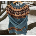 Knit Jumper Fair Isle Pattern Women's Long Sleeve Pullover – Casual, Winter Gift