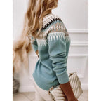 Knit Jumper Fair Isle Pattern Women's Long Sleeve Pullover – Casual, Winter Gift