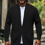 Knitted Cardigan Waffle Textured Open-Front Men's – Casual, Office, Holiday, Gift