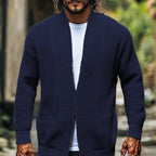 Knitted Cardigan Waffle Textured Open-Front Men's – Casual, Office, Holiday, Gift