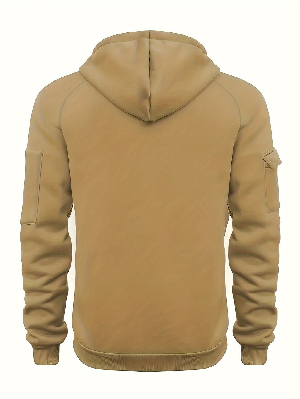 Men's Quarter-Zip Hoodie Black Tactical Cargo Pocket Pullover – Casual, Outdoor, Gift