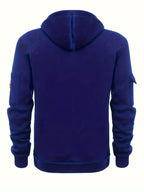 Men's Quarter-Zip Hoodie Black Tactical Cargo Pocket Pullover – Casual, Outdoor, Gift