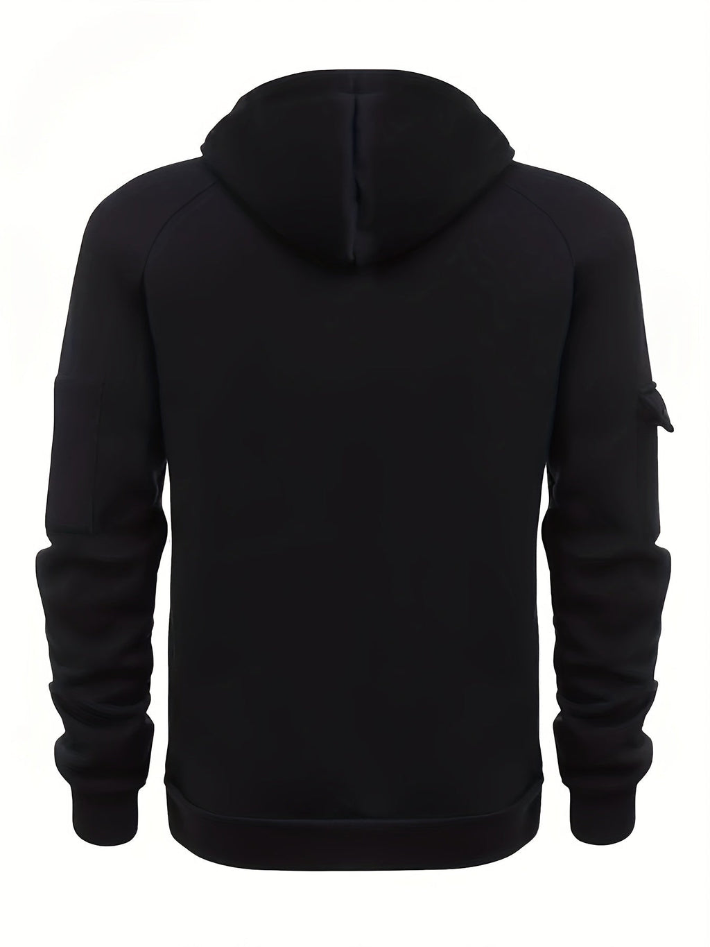 Men's Quarter-Zip Hoodie Black Tactical Cargo Pocket Pullover – Casual, Outdoor, Gift