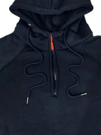 Men's Quarter-Zip Hoodie Black Tactical Cargo Pocket Pullover – Casual, Outdoor, Gift