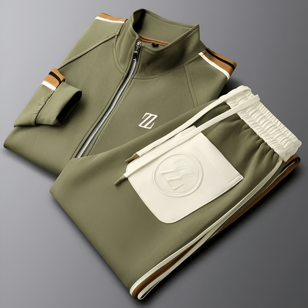 Men's Tracksuit Set Brown Side-Stripe Zip Jacket & Joggers – Casual, Gym, Everyday Sportswear Gift