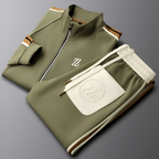 Men's Tracksuit Set Brown Side-Stripe Zip Jacket & Joggers – Casual, Gym, Everyday Sportswear Gift