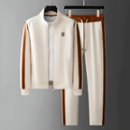Men's Tracksuit Set Brown Side-Stripe Zip Jacket & Joggers – Casual, Gym, Everyday Sportswear Gift
