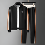 Men's Tracksuit Set Brown Side-Stripe Zip Jacket & Joggers – Casual, Gym, Everyday Sportswear Gift