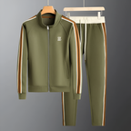 Men's Tracksuit Set Brown Side-Stripe Zip Jacket & Joggers – Casual, Gym, Everyday Sportswear Gift
