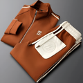 Men's Tracksuit Set Brown Side-Stripe Zip Jacket & Joggers – Casual, Gym, Everyday Sportswear Gift