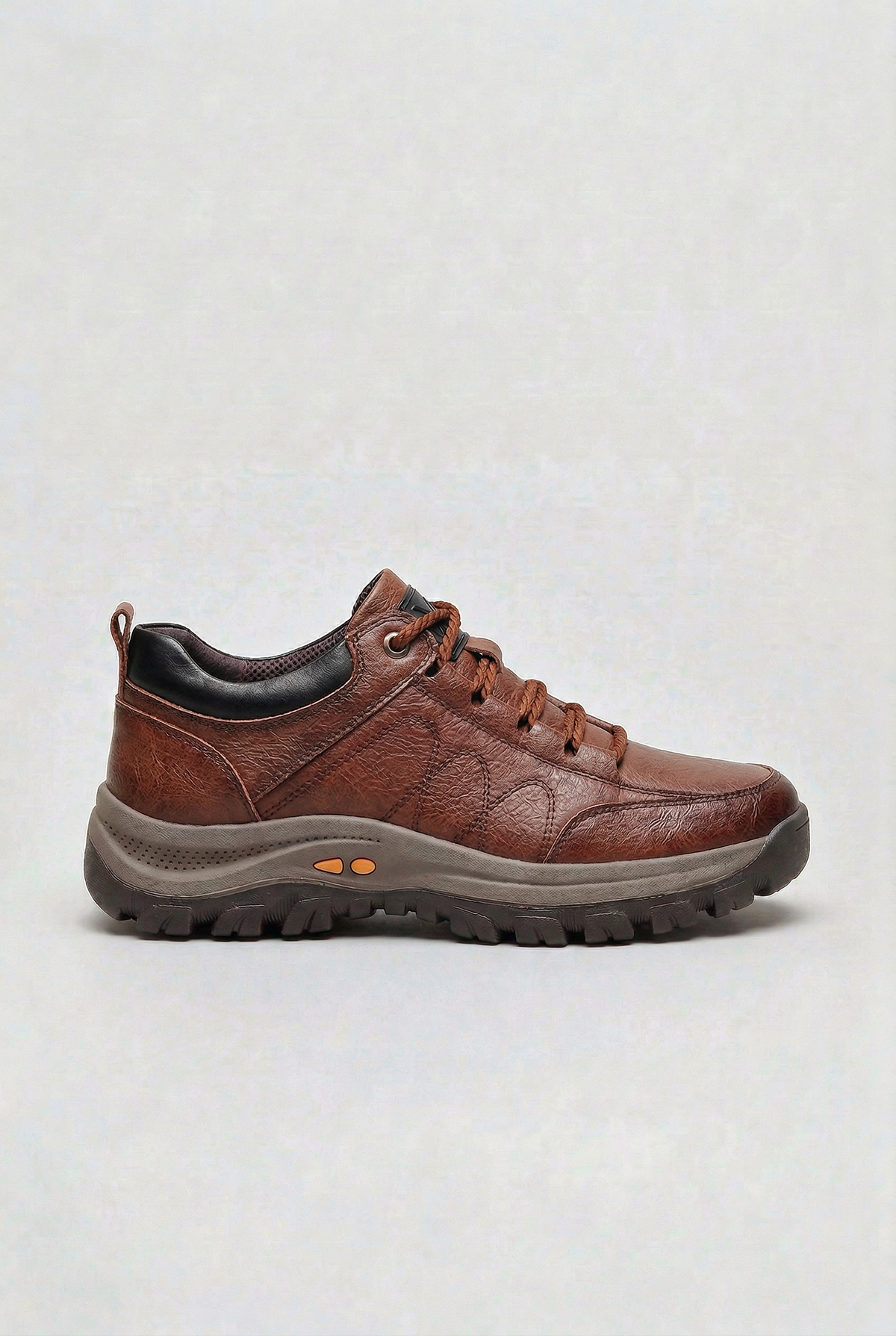 Men's Walking Shoes Black Leather Lace-Up Cushioned Insole – Casual, Outdoor, Everyday Comfort
