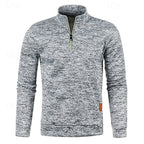 Quarter-Zip Pullover Sweater Men's Brown Marled Long Sleeve Stand Collar – Casual, Office