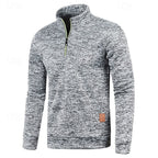 Quarter-Zip Pullover Sweater Men's Brown Marled Long Sleeve Stand Collar – Casual, Office