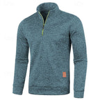 Quarter-Zip Pullover Sweater Men's Brown Marled Long Sleeve Stand Collar – Casual, Office