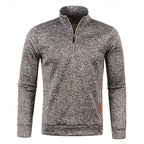 Quarter-Zip Pullover Sweater Men's Brown Marled Long Sleeve Stand Collar – Casual, Office