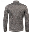 Quarter-Zip Pullover Sweater Men's Brown Marled Long Sleeve Stand Collar – Casual, Office
