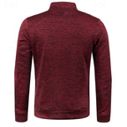 Quarter-Zip Pullover Sweater Men's Brown Marled Long Sleeve Stand Collar – Casual, Office