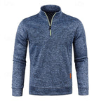 Quarter-Zip Pullover Sweater Men's Brown Marled Long Sleeve Stand Collar – Casual, Office
