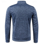 Quarter-Zip Pullover Sweater Men's Brown Marled Long Sleeve Stand Collar – Casual, Office