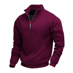 Quarter-Zip Sweatshirt Grey Stand Collar Men's Pullover – Casual, Office, Gift · Werune