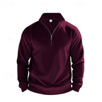 Quarter-Zip Sweatshirt Grey Stand Collar Men's Pullover – Casual, Office, Gift · Werune