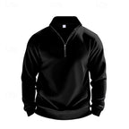 Quarter-Zip Sweatshirt Grey Stand Collar Men's Pullover – Casual, Office, Gift · Werune