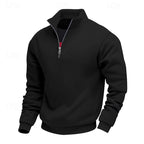 Quarter-Zip Sweatshirt Grey Stand Collar Men's Pullover – Casual, Office, Gift · Werune
