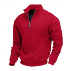 Quarter-Zip Sweatshirt Grey Stand Collar Men's Pullover – Casual, Office, Gift · Werune