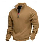 Quarter-Zip Sweatshirt Grey Stand Collar Men's Pullover – Casual, Office, Gift · Werune