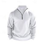 Quarter-Zip Sweatshirt Grey Stand Collar Men's Pullover – Casual, Office, Gift · Werune