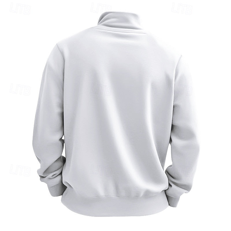 Quarter-Zip Sweatshirt Grey Stand Collar Men's Pullover – Casual, Office, Gift · Werune