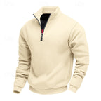 Quarter-Zip Sweatshirt Grey Stand Collar Men's Pullover – Casual, Office, Gift · Werune