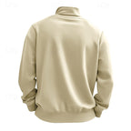Quarter-Zip Sweatshirt Grey Stand Collar Men's Pullover – Casual, Office, Gift · Werune