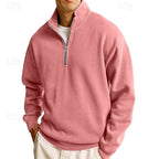 Quarter-Zip Sweatshirt Men's Stand Collar Navy Pullover – Casual, Office, Gift · Werune
