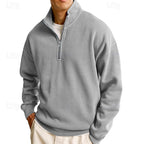 Quarter-Zip Sweatshirt Men's Stand Collar Navy Pullover – Casual, Office, Gift · Werune