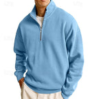Quarter-Zip Sweatshirt Men's Stand Collar Navy Pullover – Casual, Office, Gift · Werune