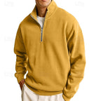 Quarter-Zip Sweatshirt Men's Stand Collar Navy Pullover – Casual, Office, Gift · Werune