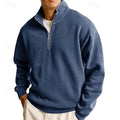Quarter-Zip Sweatshirt Men's Stand Collar Navy Pullover – Casual, Office, Gift · Werune
