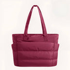 Quilted Puffer Tote Bag Black Women's with Side Pockets – Casual, Office, Travel, Everyday, Gift