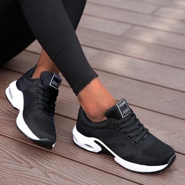 Running Shoes Mesh Women's Air Cushion Trainers Pink Navy – Home Gym, Running, Outdoor, Training