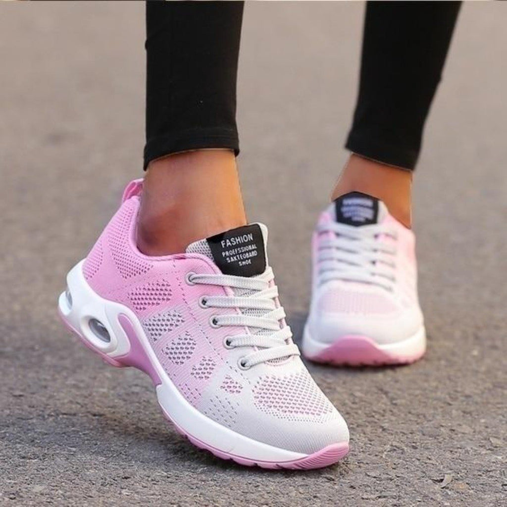 Running Shoes Mesh Women's Air Cushion Trainers Pink Navy – Home Gym, Running, Outdoor, Training