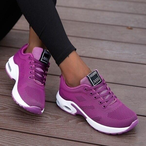 Running Shoes Mesh Women's Air Cushion Trainers Pink Navy – Home Gym, Running, Outdoor, Training