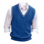 Sweater Vest Cable-Knit V-Neck Navy Men's – Casual, Office, Layering, Gift · Werune