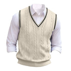 Sweater Vest Cable-Knit V-Neck Navy Men's – Casual, Office, Layering, Gift · Werune