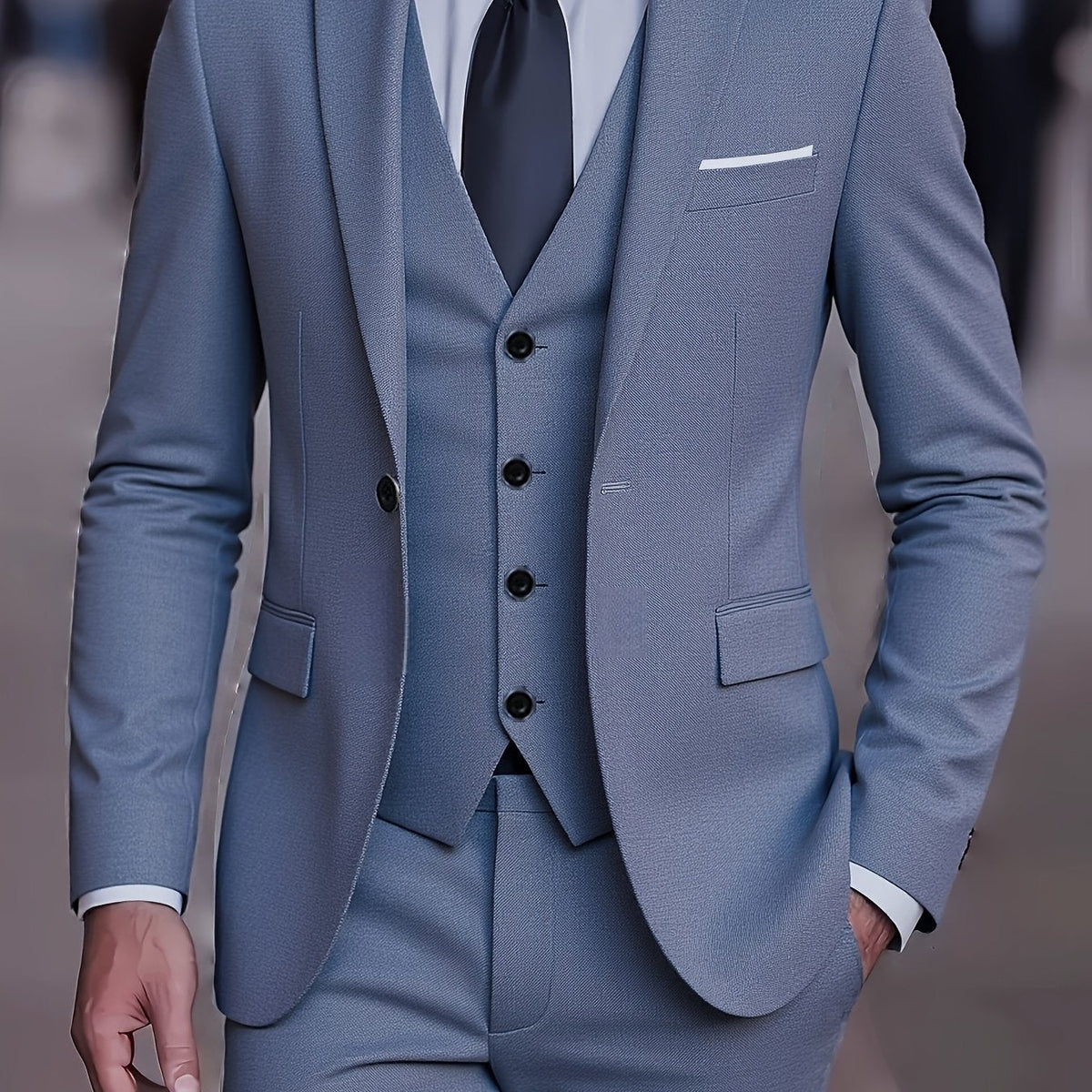 Three-Piece Suit Tan Slim-Fit Men's Blazer Waistcoat Trousers – Wedding, Office, Formal, Gift