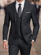 Three-Piece Suit Tan Slim-Fit Men's Blazer Waistcoat Trousers – Wedding, Office, Formal, Gift