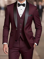 Three-Piece Suit Tan Slim-Fit Men's Blazer Waistcoat Trousers – Wedding, Office, Formal, Gift